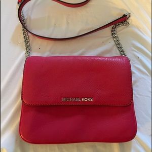 Michael Kors Hot pink fuchsia crossbody leather handbag